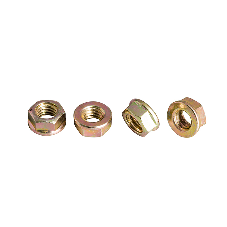 Flange Nut Without Serration Yellow Zinc